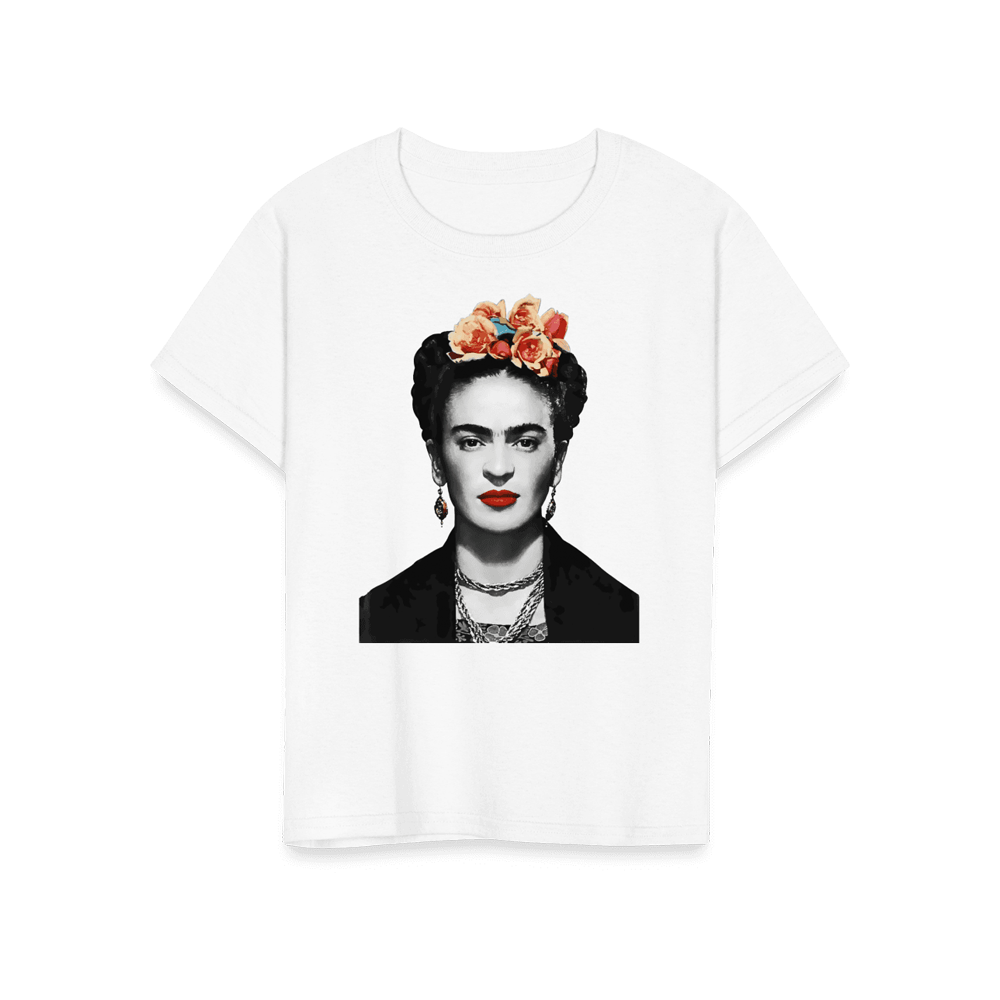 Frida Kahlo With Flowers Portrait Artwork T-Shirt-10