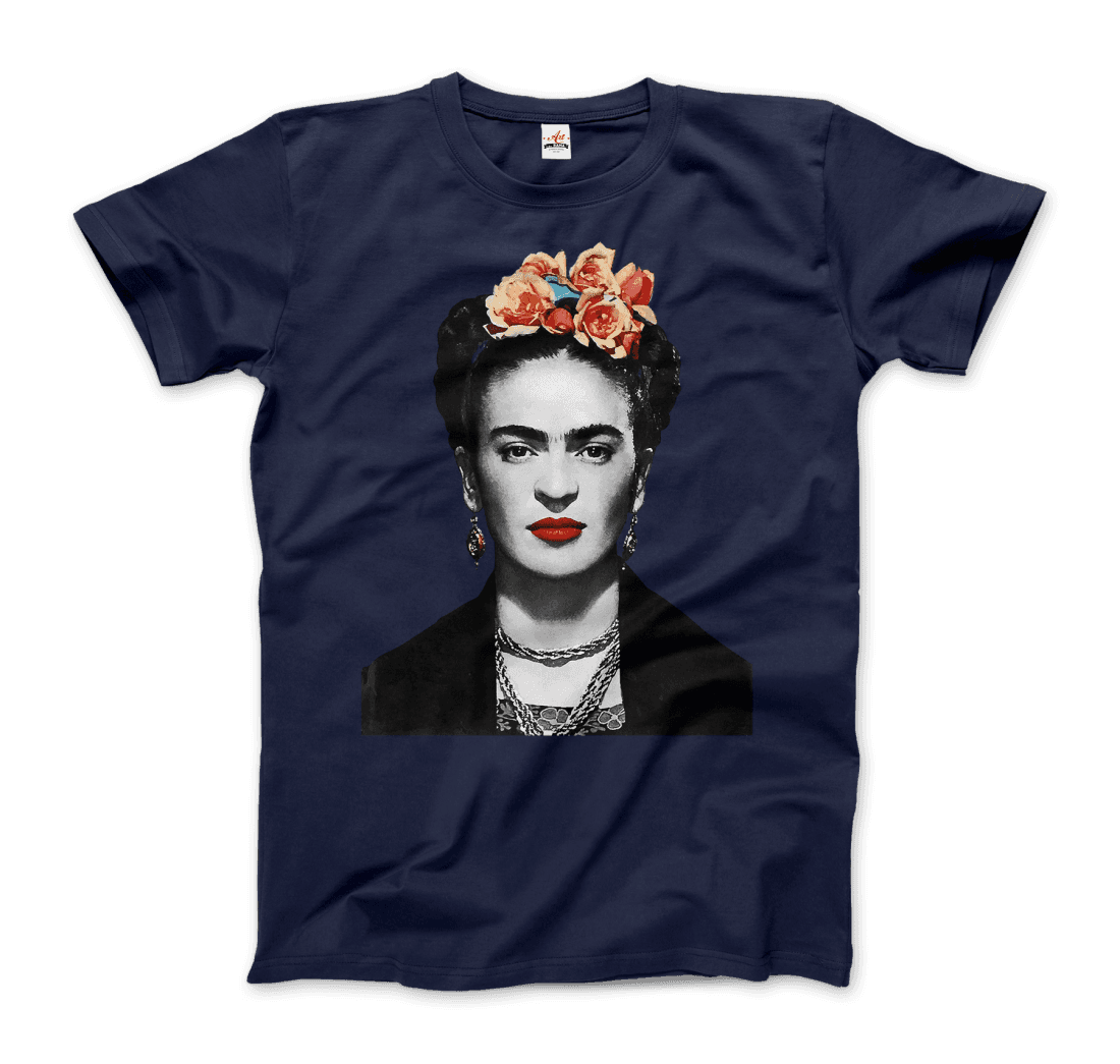 Frida Kahlo With Flowers Portrait Artwork T-Shirt-6