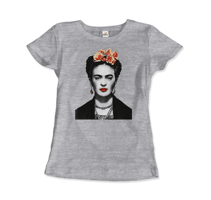 Frida Kahlo With Flowers Portrait Artwork T-Shirt-8
