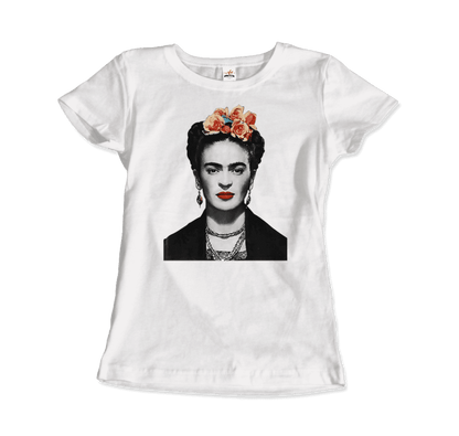 Frida Kahlo With Flowers Portrait Artwork T-Shirt-2