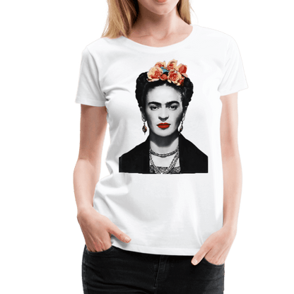 Frida Kahlo With Flowers Portrait Artwork T-Shirt-3