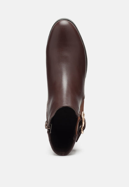 Frothy Buckled Ankle Boots With Croc Detail-4