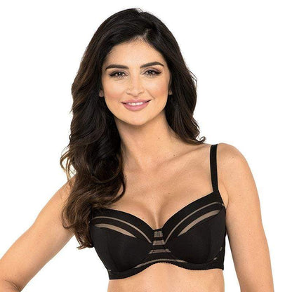Full Figure Padded Striped Bra Gorteks Luna Black-0