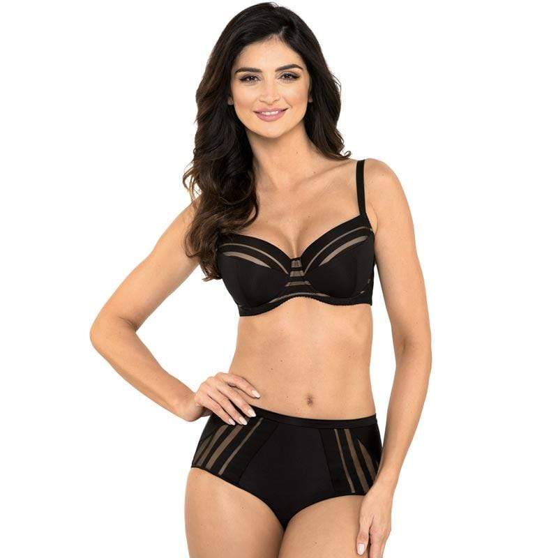 Full Figure Padded Striped Bra Gorteks Luna Black-3