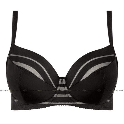 Full Figure Padded Striped Bra Gorteks Luna Black-2