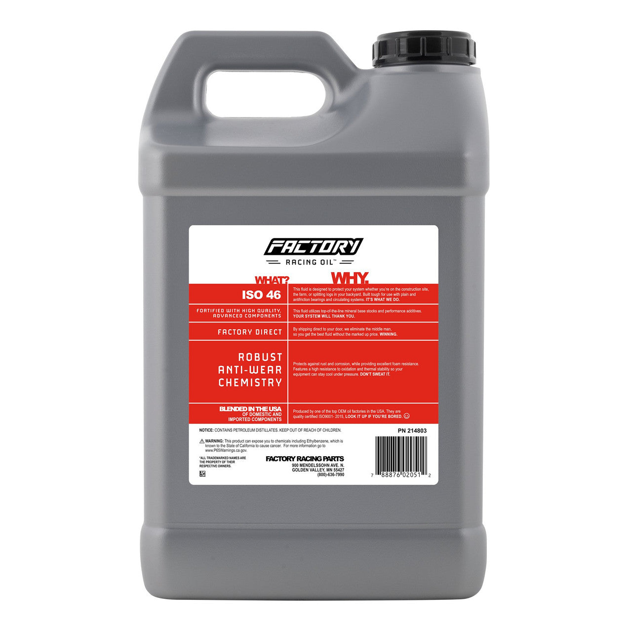 Factory Racing Oil Anti-Wear ISO 46 Hydraulic Fluid - 2.5 Gallons-2