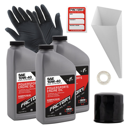 10W-40 3 Quart Oil Change Kit For Kawasaki KVF750, KRF750-0