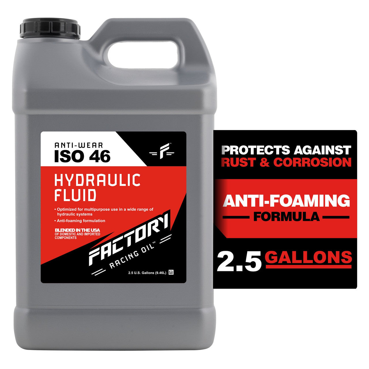 Factory Racing Oil Anti-Wear ISO 46 Hydraulic Fluid - 2.5 Gallons-0