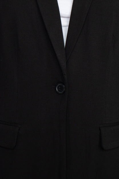 M Magaschoni Notch Collar Long Sleeve Flap Pockets 1 Button Closure Rayon Blazer-2