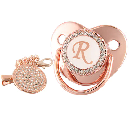 Rose Gold Pacifier with Diamond Chain for Babies