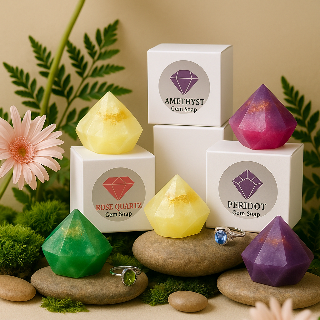 Peridot Birthstone Gem Soap with Hidden Silver Ring-2