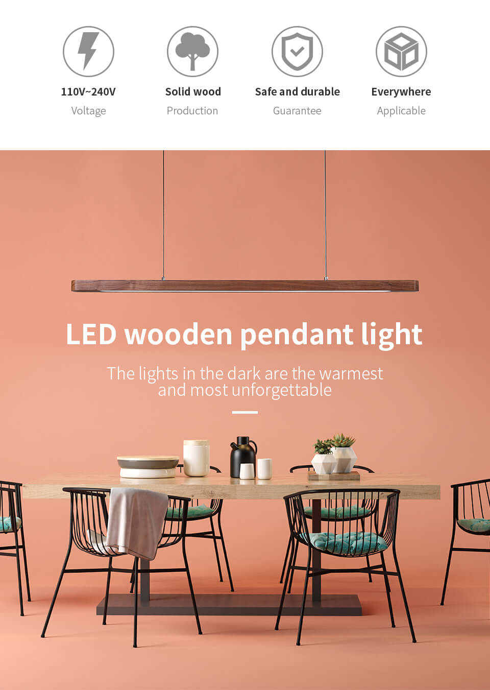 Geometric Solid Wood Tri-Color Pendant Light-1