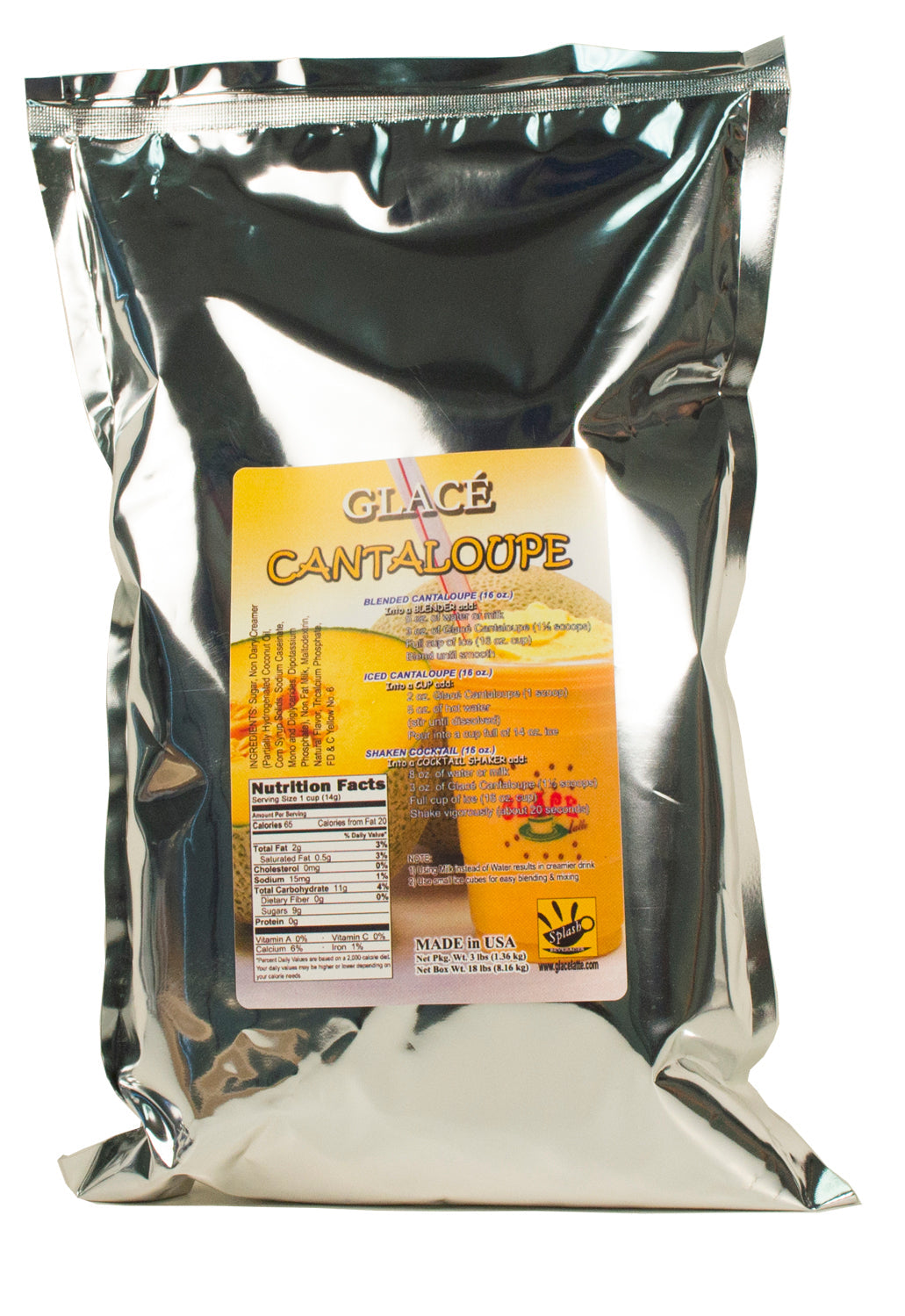 Cantaloupe 4 in 1 Mix for Bubble Tea, Smoothies, Lattes and Frappes, 3 lbs. Bag (Case 6 x 3 lbs. Bags) - Made in the USA-0