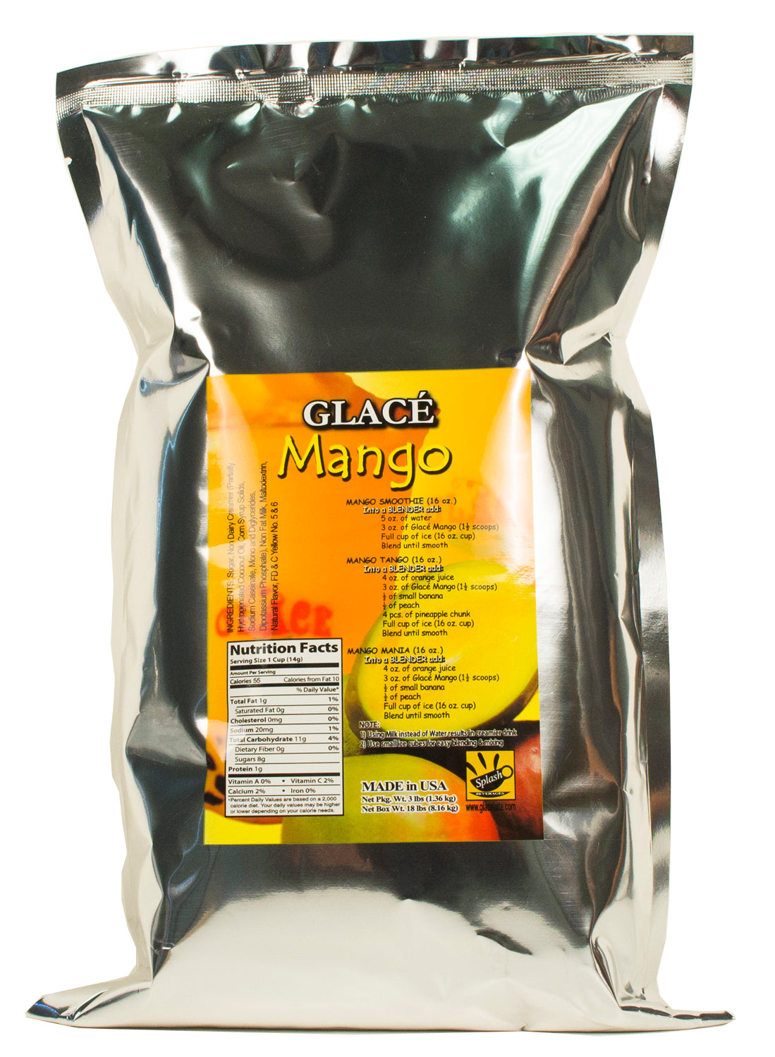 Mango 4 in 1 Mix for Bubble Tea, Smoothies, Lattes and Frappes, 3 lbs. Bag (Case 6 x 3 lbs. Bags) - Made in the USA-0
