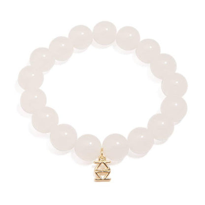Glass Bead Stretch Bracelet - White-0