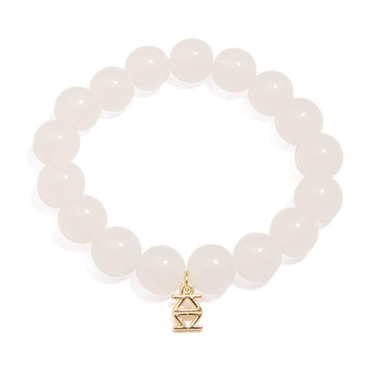 Glass Bead Stretch Bracelet - White-0