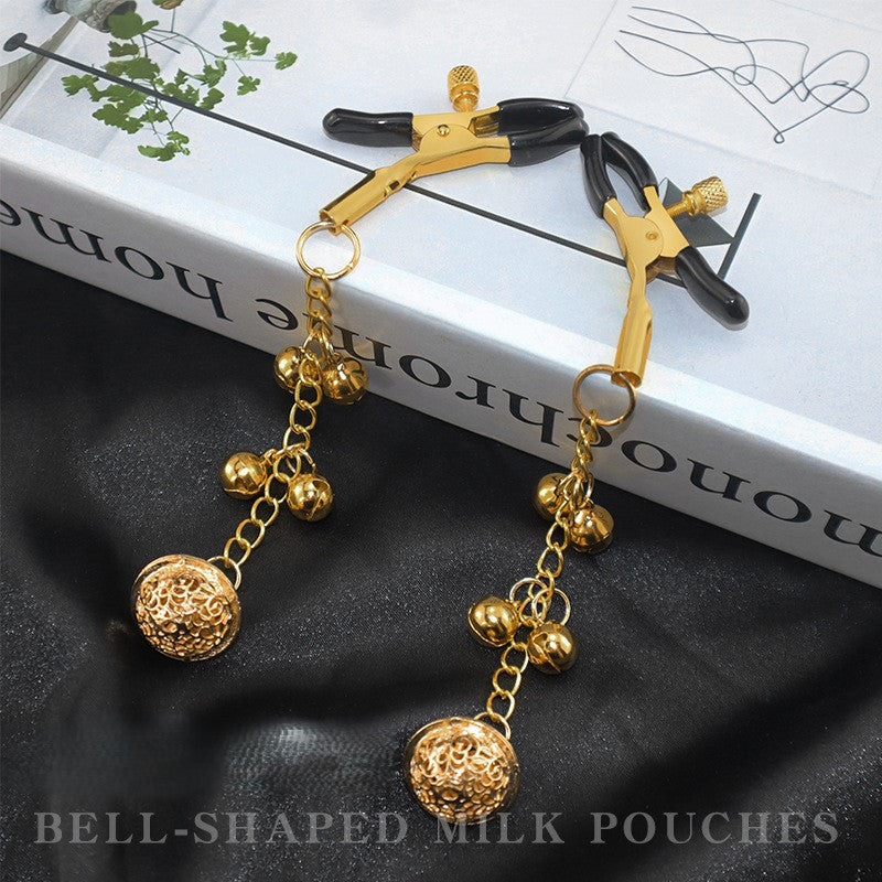 Golden Bell Adjustable Alligator Nipple Clamps with Chain-1