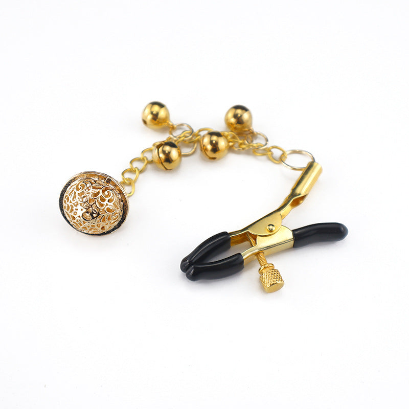 Golden Bell Adjustable Alligator Nipple Clamps with Chain-0