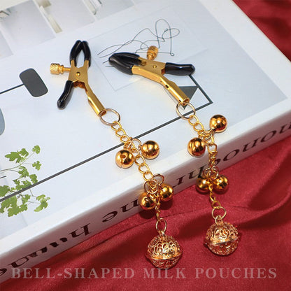 Golden Bell Adjustable Alligator Nipple Clamps with Chain-2