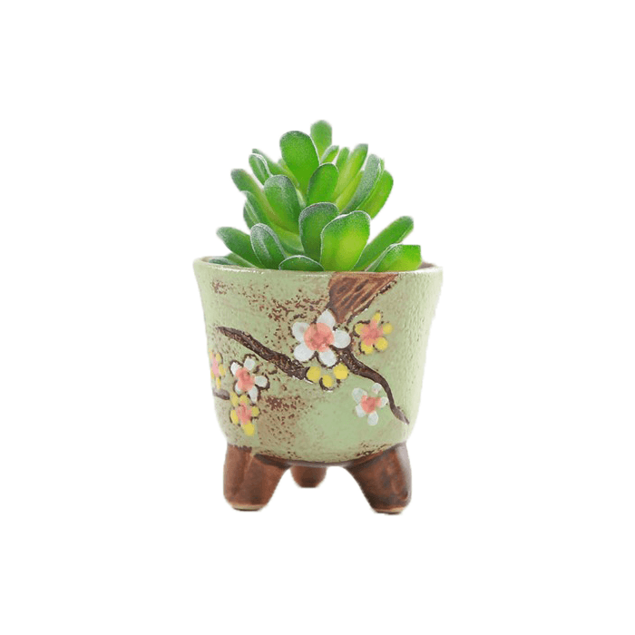 Green Cup Shaped Ceramic Succulent Pot-0
