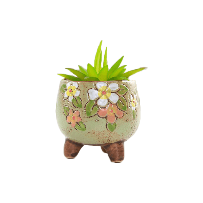 Green Oval Shaped Ceramic Succulent Pot-0
