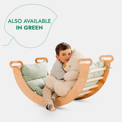 5in1 Montessori Climbing Set: Triangle Ladder + Arch/Rocker + Slide Board/Ramp + Netting rope + Cushion-5