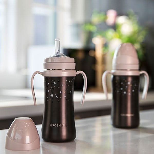 Grosmimi Dark Stainless Straw Cup 300ml White-0