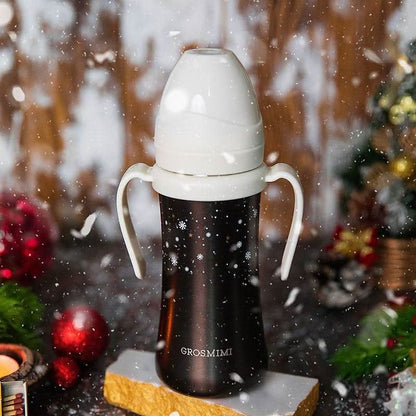 Grosmimi Dark Stainless Straw Cup 300ml Cream Beige-2