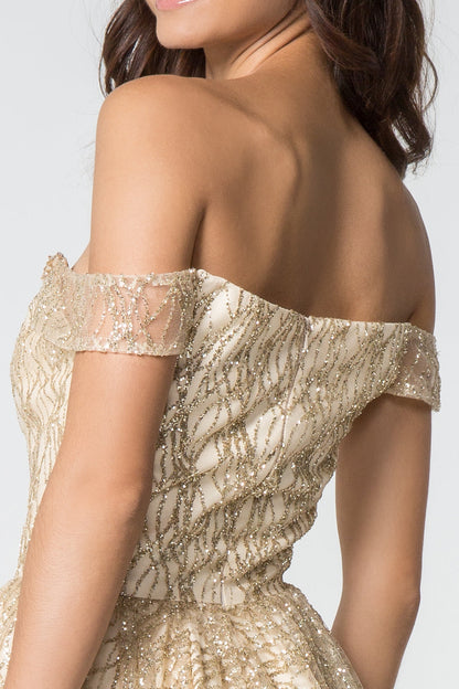 Beads Accented Sweetheart Neck Glitter Mesh Short Dress-3