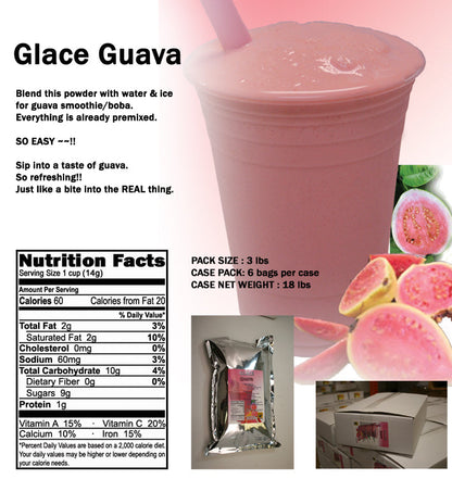 Guava 4 in 1 Mix for Bubble Tea, Smoothies, Lattes and Frappes, 3 lbs. Bag (Case 6 x 3 lbs. Bags) - Made in the USA-1