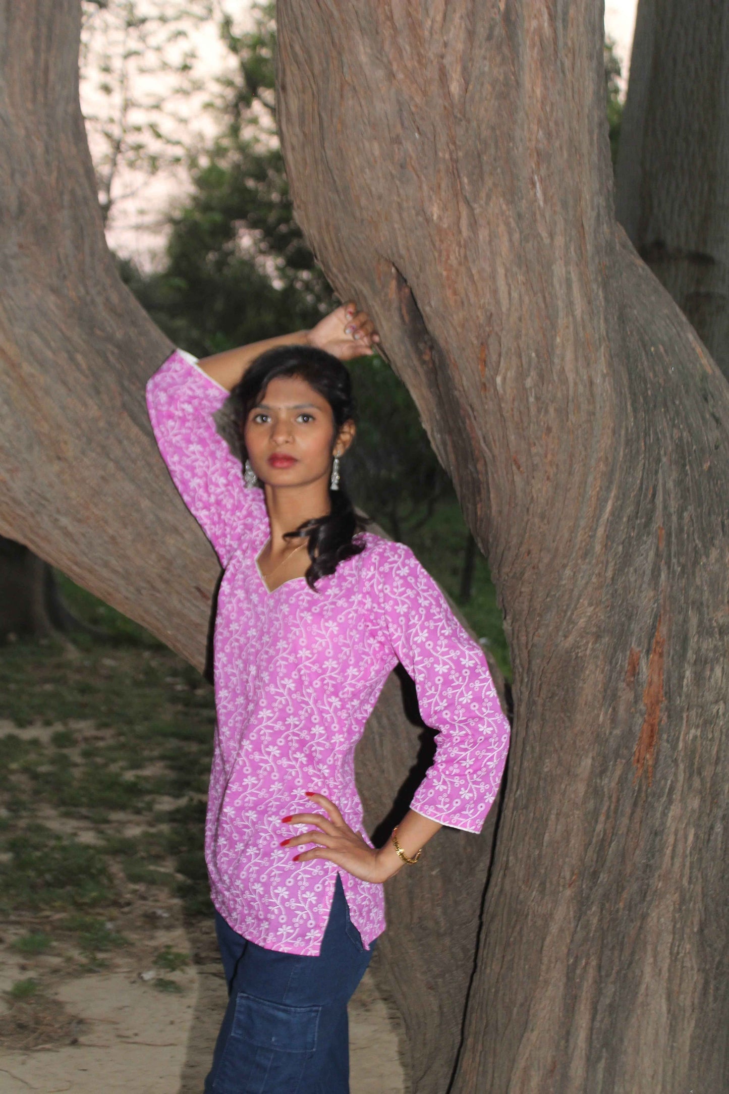 Gulbahar Pink Kurti - Stylish Printed Cotton Kurti for Everyday Wear-3