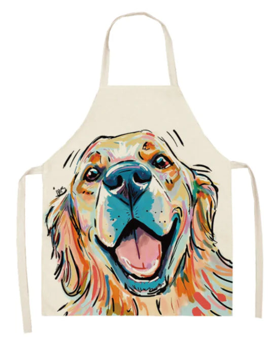 Nordic Polyester Dog Print Apron for Adults