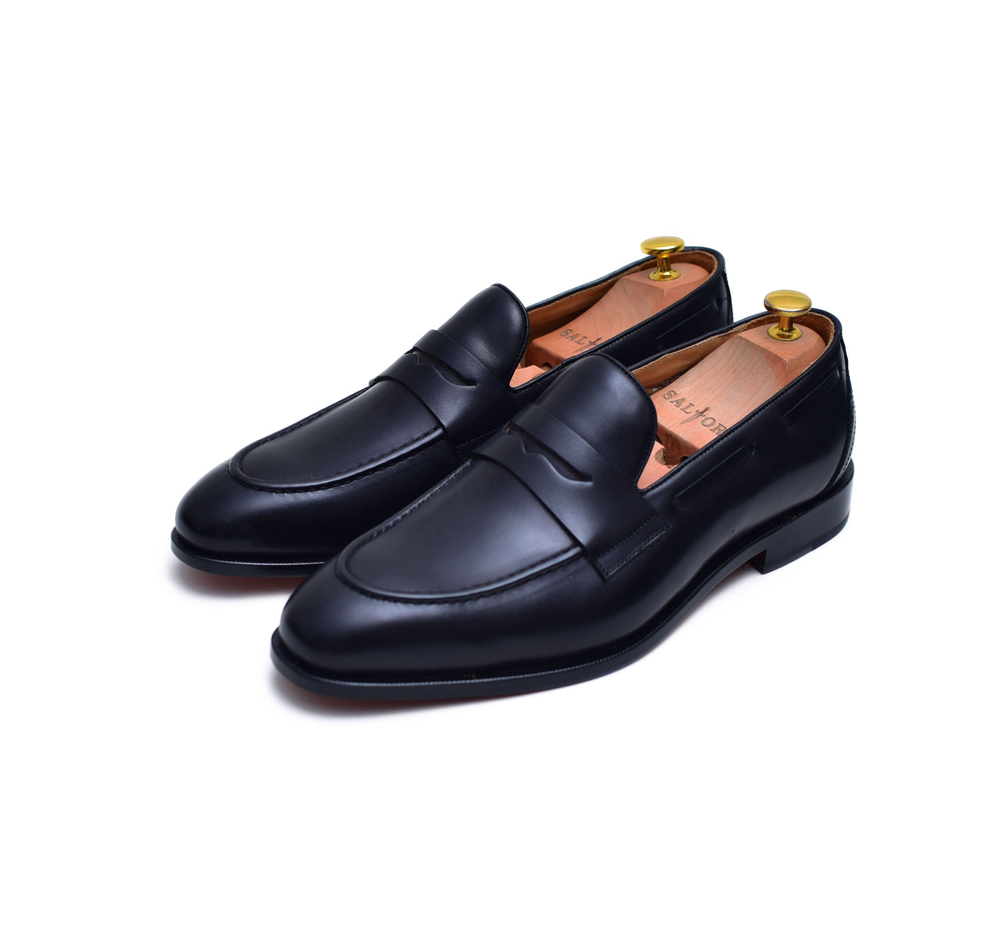 Carrera - Black Leather Slip-On Penny Loafers-0