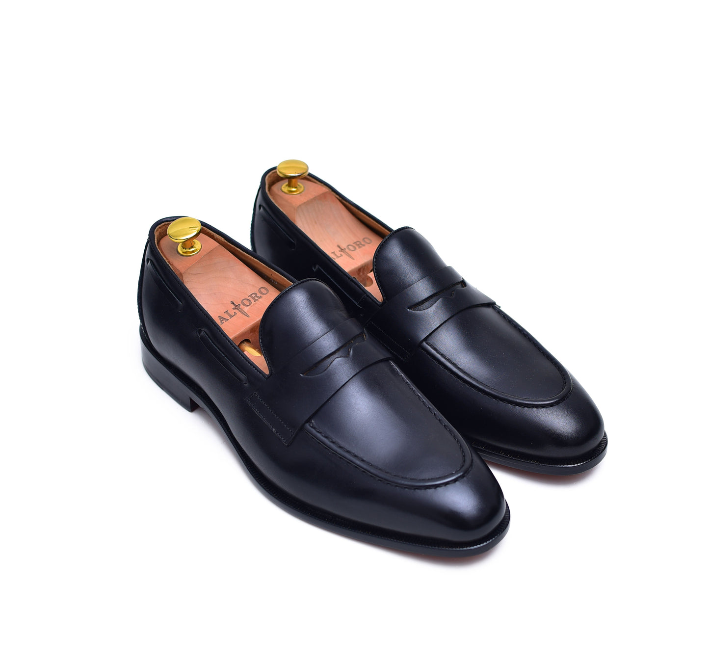 Carrera - Black Leather Slip-On Penny Loafers-1