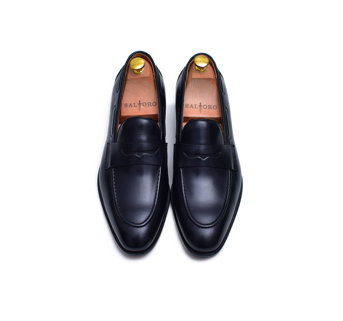 Carrera - Black Leather Slip-On Penny Loafers-3