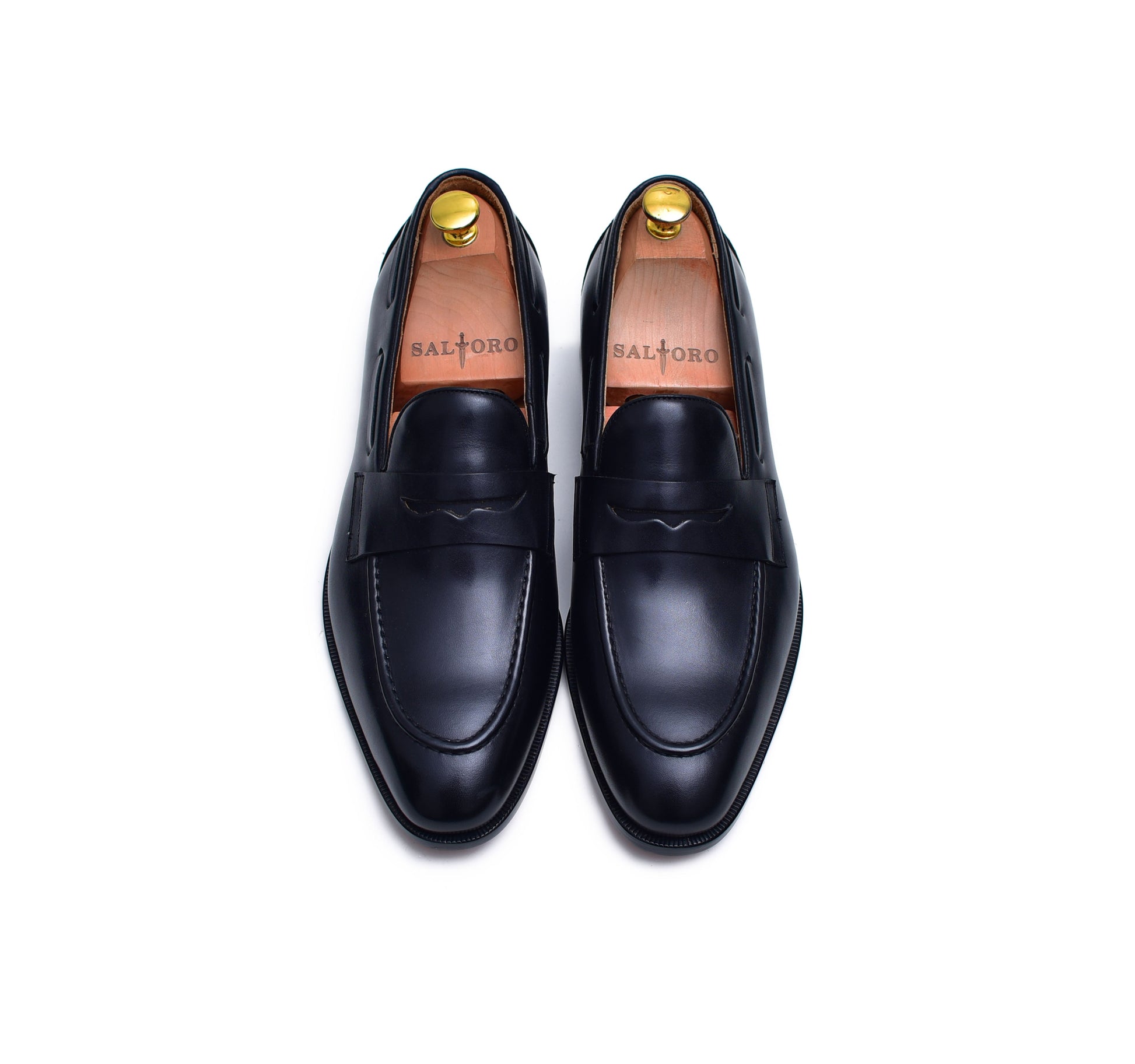 Carrera - Black Leather Slip-On Penny Loafers-3