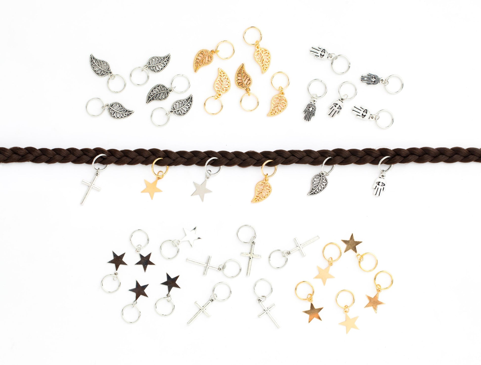 Hajékszer hajkarika medállal LEVÉL AFROline (5db)-2