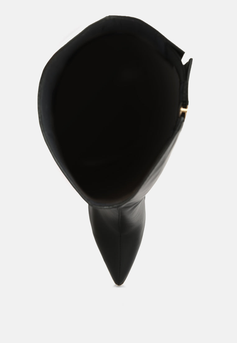 Hale Faux Leather Pointed Heel Calf Boots-3