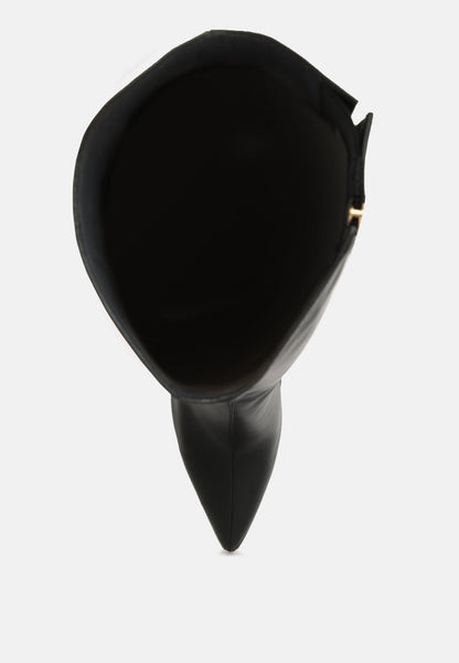 Hale Faux Leather Pointed Heel Calf Boots-3