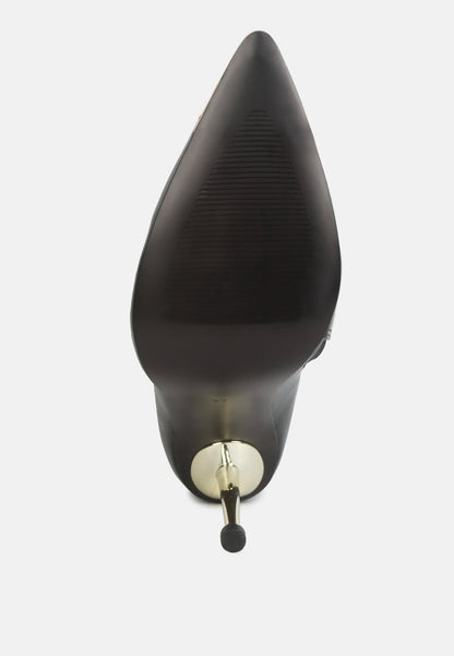 Hale Faux Leather Pointed Heel Calf Boots-4