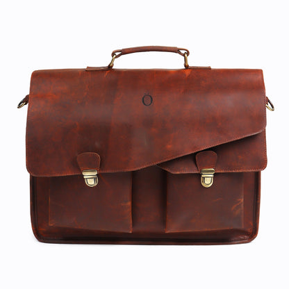 Handmade Brown Leather Messenger Bag - Bryan-0