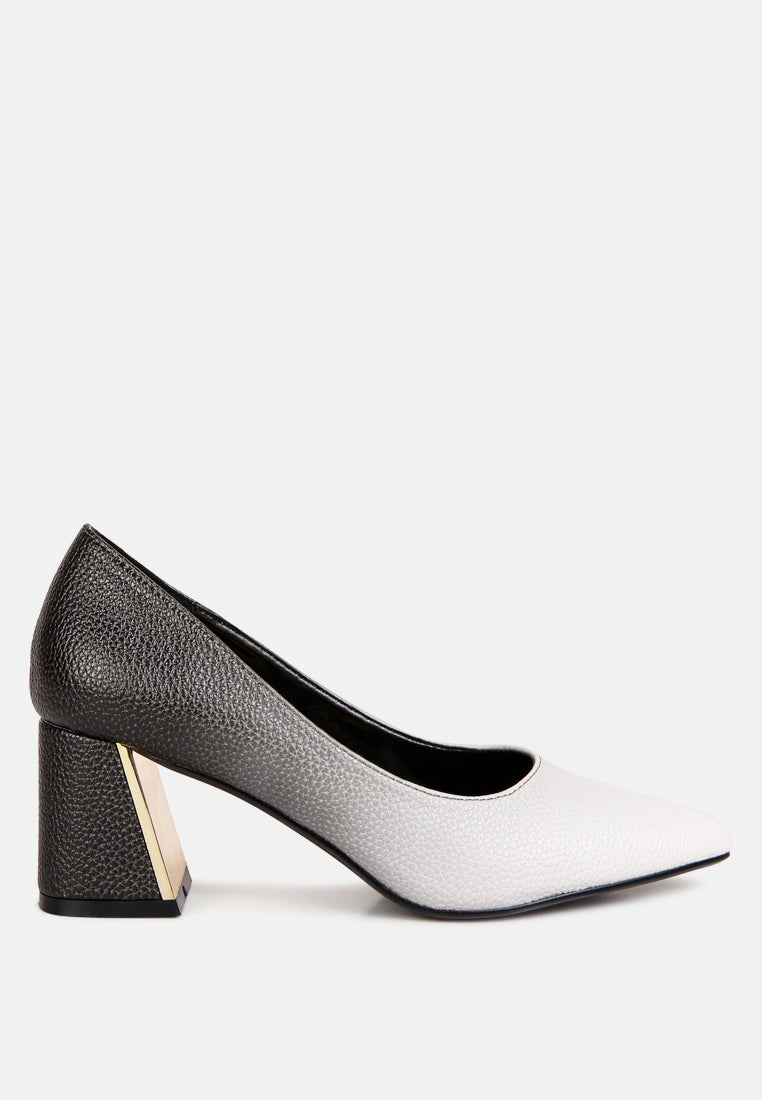 Harlow Metallic Accent Block Heel Pumps-5