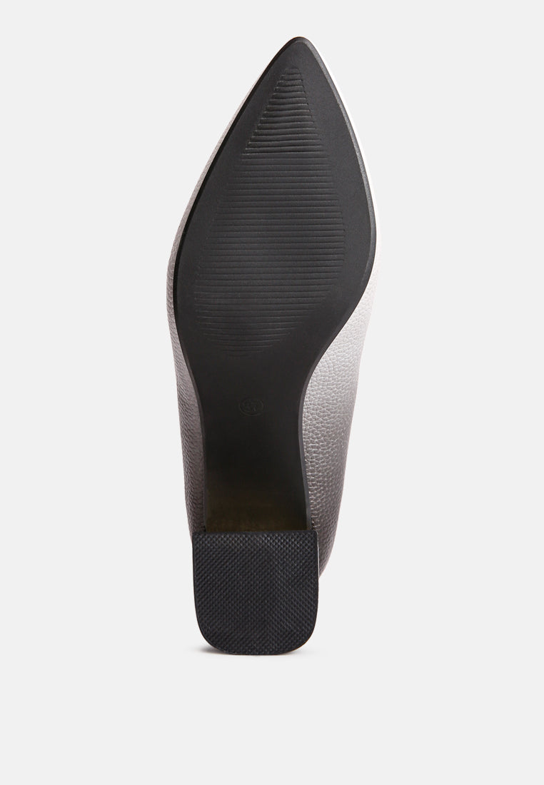 Harlow Metallic Accent Block Heel Pumps-2