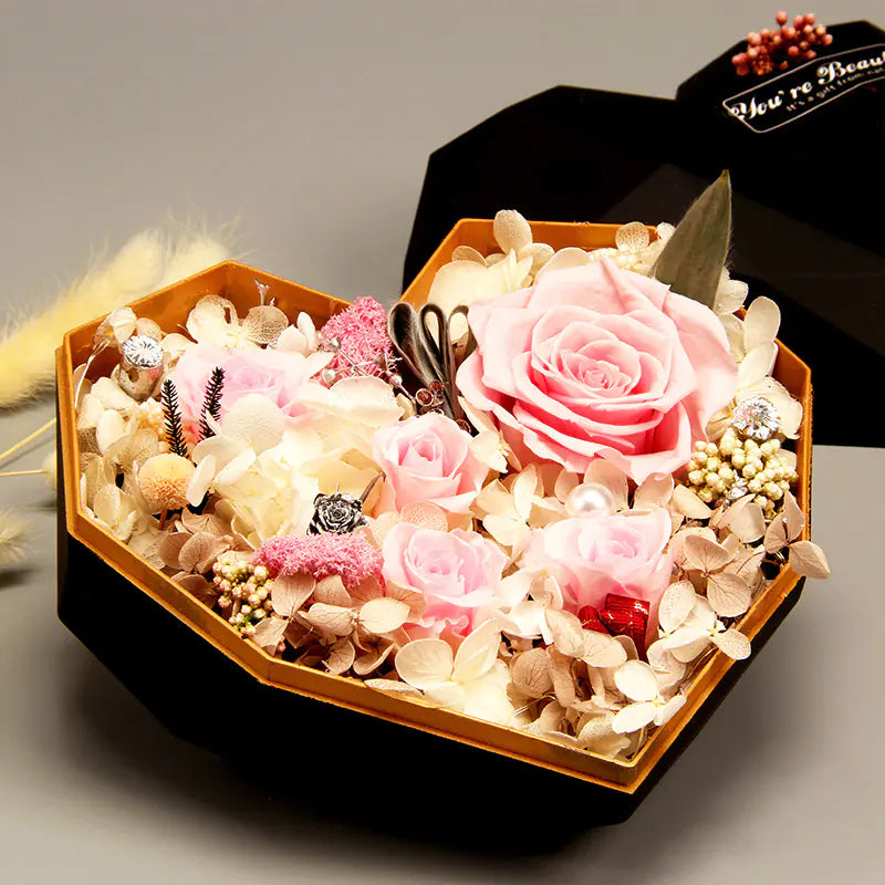 Creative Diamond Heart Eternal Flower Gift Box