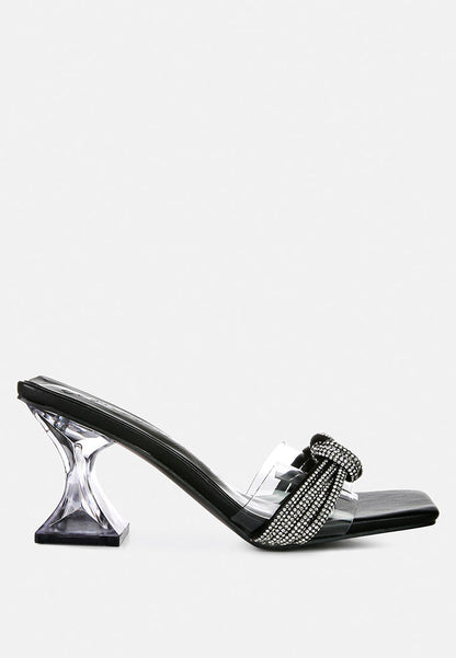 Hiorda Rhinestone Knotted Spool Heel Sandals-6