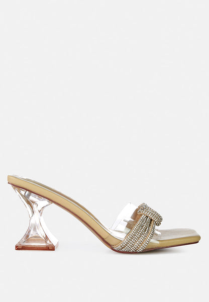 Hiorda Rhinestone Knotted Spool Heel Sandals-5