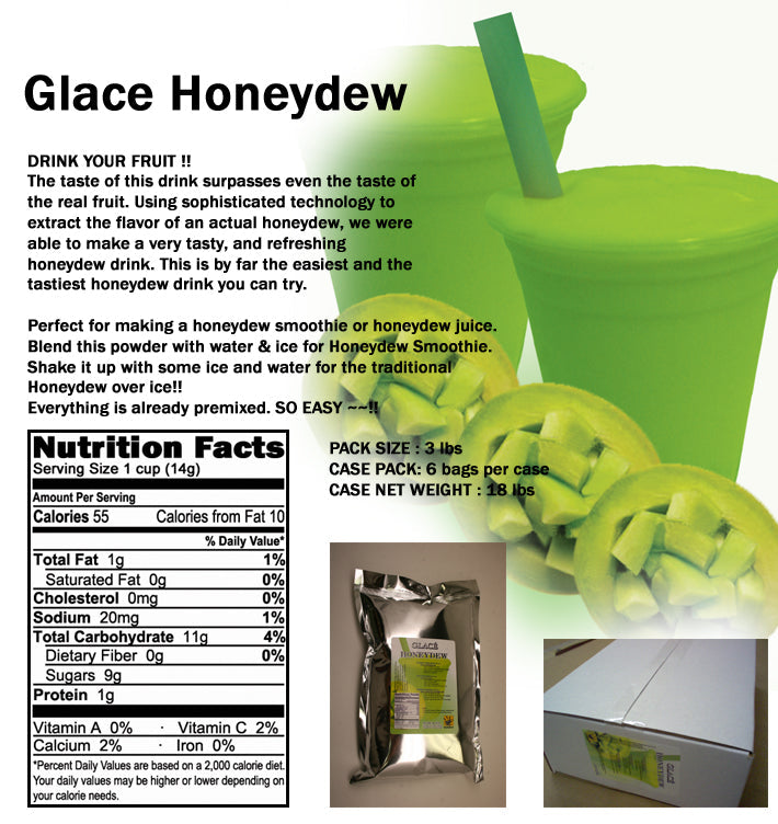 Honeydew 4 in 1 Mix for Bubble Tea, Smoothies, Lattes and Frappes, 3 lbs. Bag (Case 6 x 3 lbs. Bags) - Made in the USA-2
