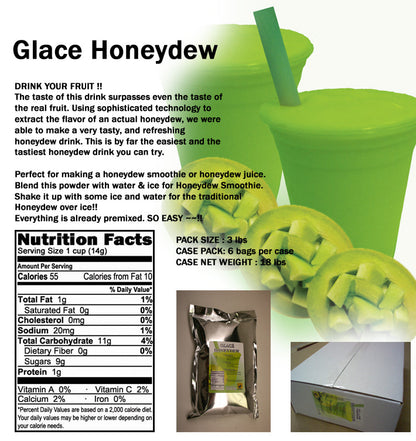 Honeydew 4 in 1 Mix for Bubble Tea, Smoothies, Lattes and Frappes, 3 lbs. Bag (Case 6 x 3 lbs. Bags) - Made in the USA-2