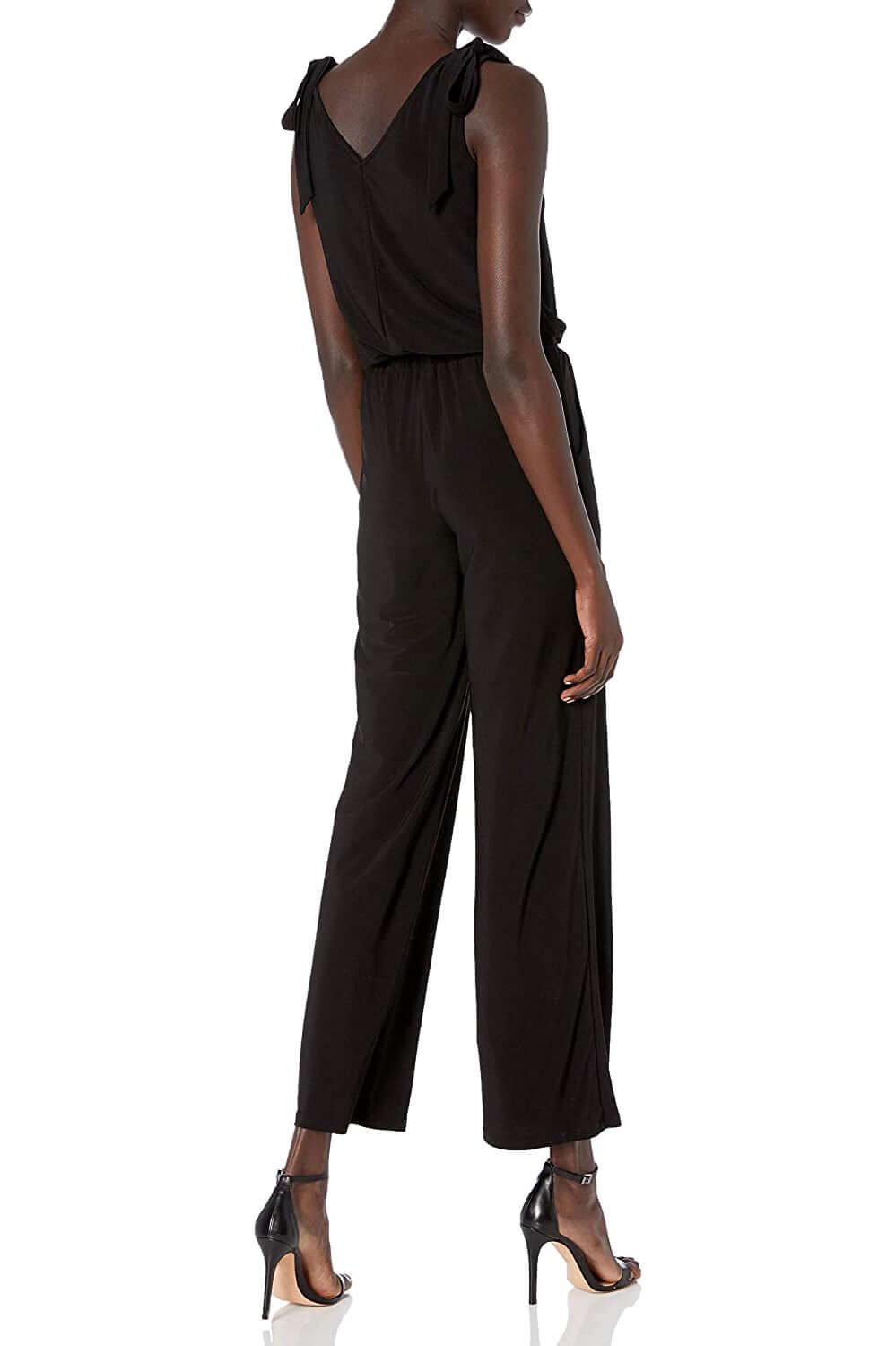 Laundry V-Neck Tie Shoulder Blouson Elastic Waist Solid Jumpsuit-1