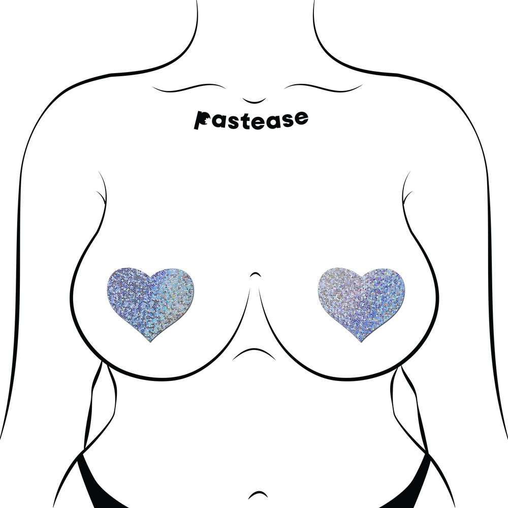 5-Pack: Love: Silver Glitter Heart Nipple Pasties by Pastease® o/s-1